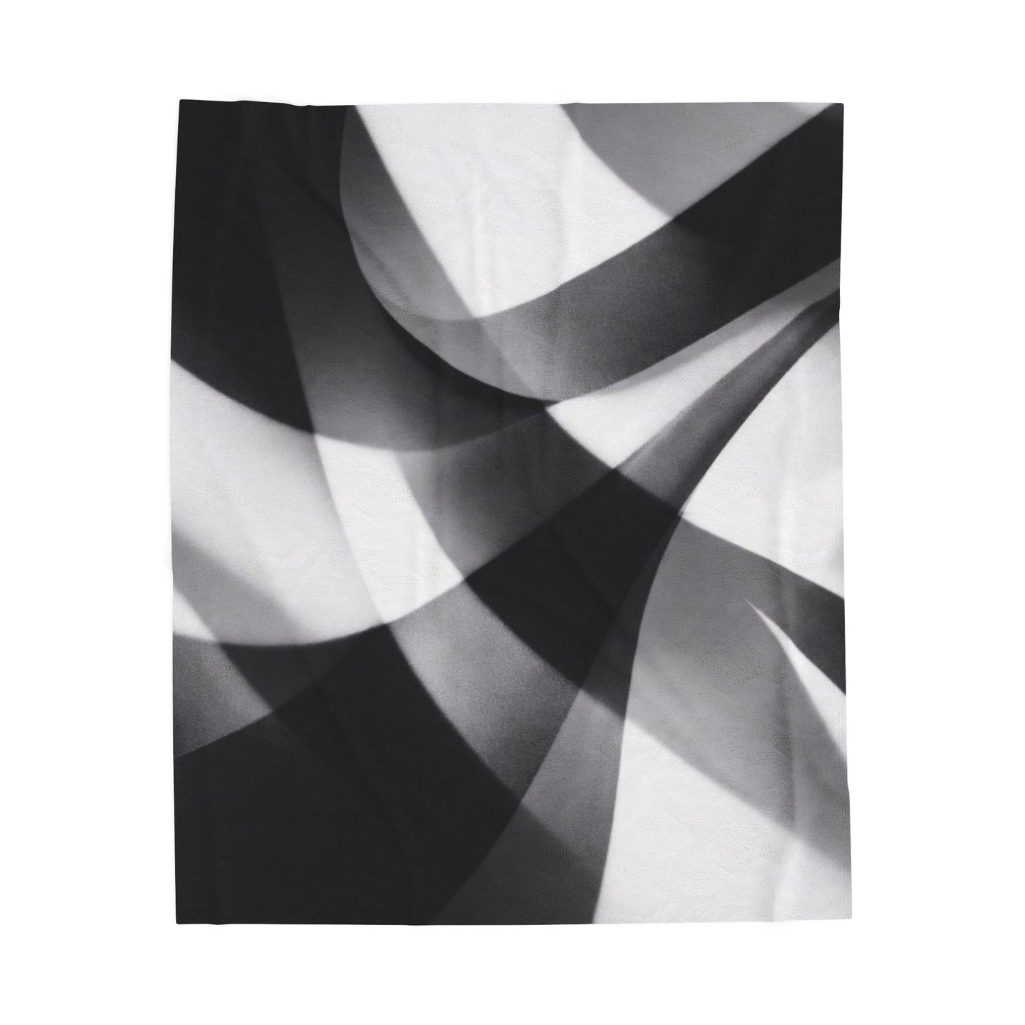Velveteen plush blanket with abstract black smoke swirl design, all-over print in monochrome colors by Printify.
