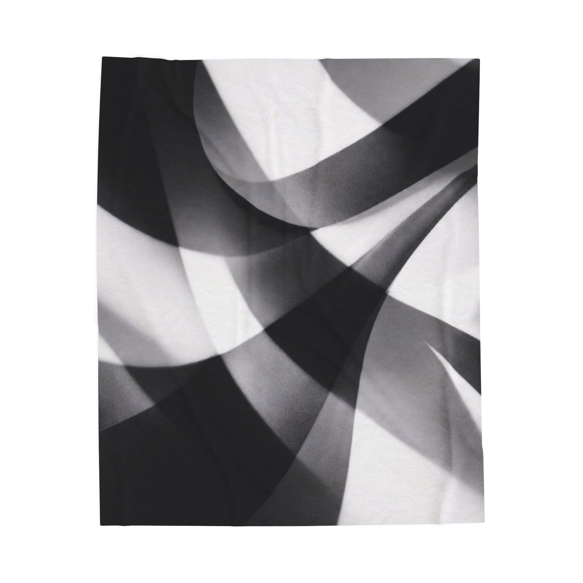 Velveteen plush blanket with abstract black smoke swirl design, all-over print in monochrome colors by Printify.