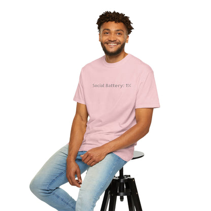 Social Battery 1% T-shirt | Introvert Funny Text Tee