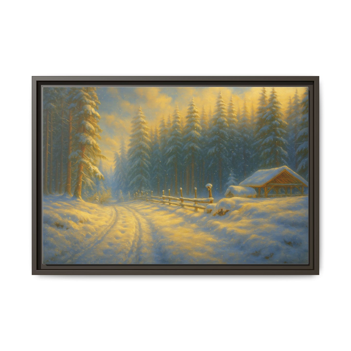Wall Art Print, Winter Cabin Decor, Nature Scene, Holiday Gift, Cabin Vibes, Christmas Decoration, Matte Canvas, Framed - TRV