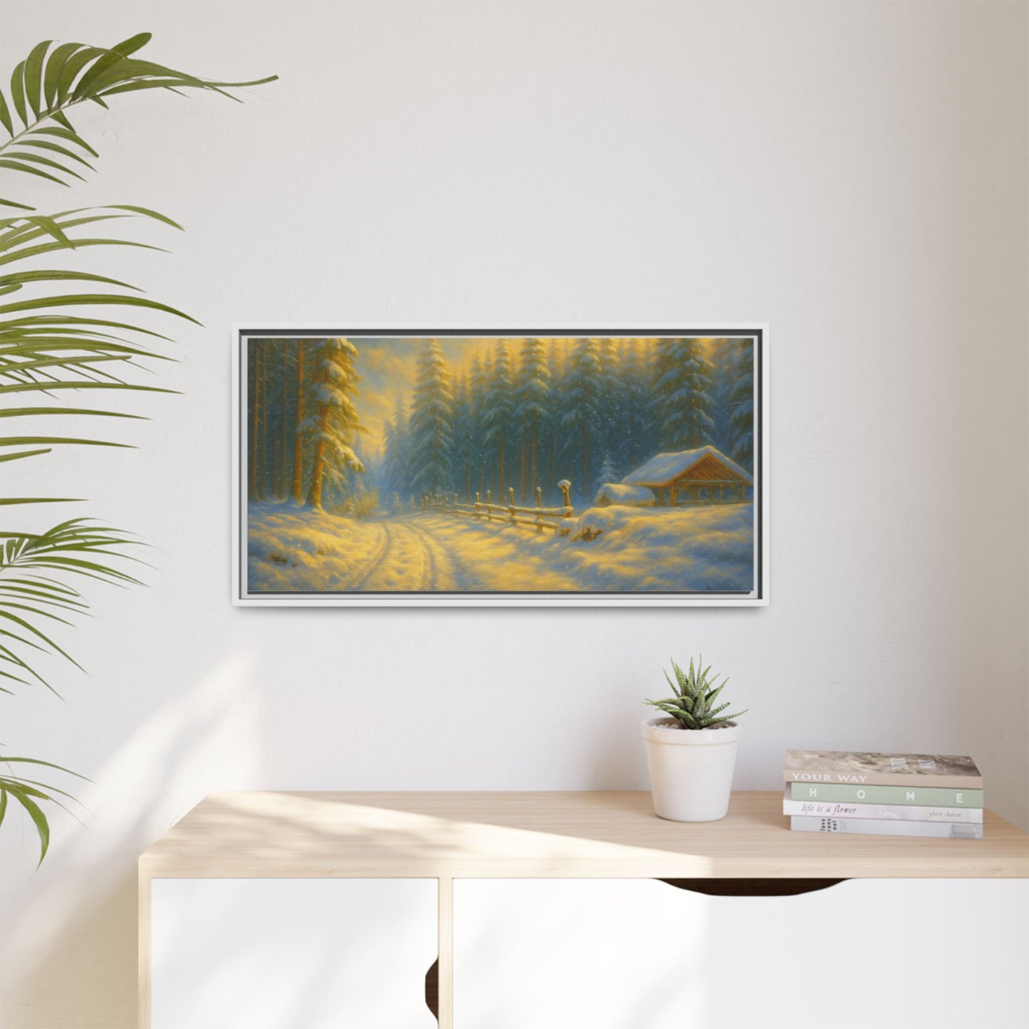 Wall Art Print, Winter Cabin Decor, Nature Scene, Holiday Gift, Cabin Vibes, Christmas Decoration, Matte Canvas, Framed - TRV