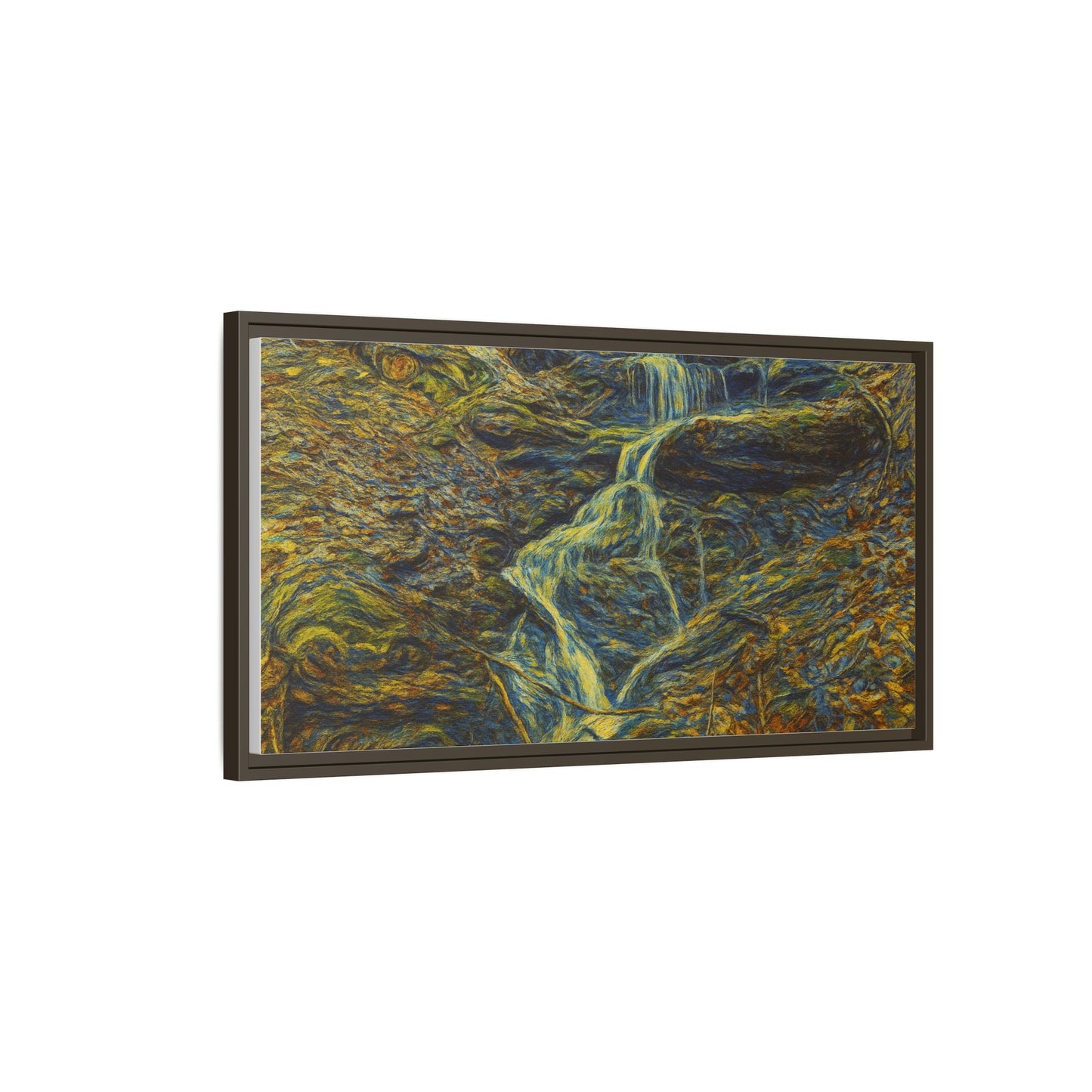 Van Gogh Style Framed Matte Canvas Art Print - Nature-Inspired Wall Decor, Abstract Waterfall Artwork, Home Office Decoration - TRV