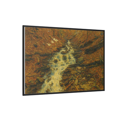 Serene Abstract Nature Canvas Art, Framed Wall Decor, Rustic Home Accent, Earthy Tone Artwork, Tranquil River Scene - TRV
