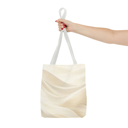 Cream Abstract Waves Tote Bag | Neutral Swirl Pattern