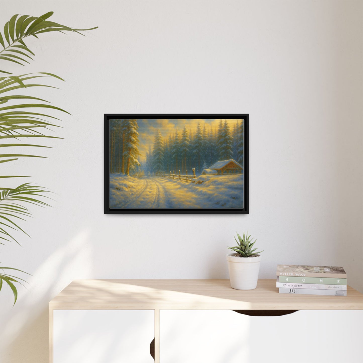 Wall Art Print, Winter Cabin Decor, Nature Scene, Holiday Gift, Cabin Vibes, Christmas Decoration, Matte Canvas, Framed - TRV