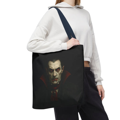 Vampire Haunted Tote Bag, Spooky Shopping Bag, Halloween Accessory, Gothic Style Handbag, Perfect for Halloween Parties, Unisex Tote - TRV