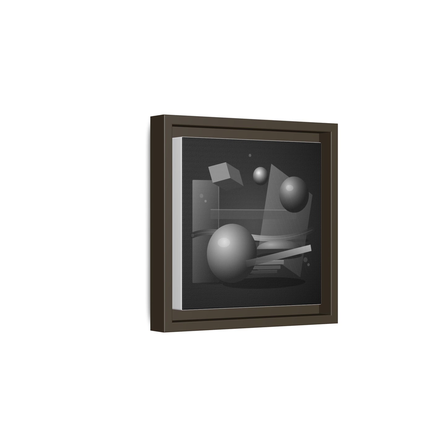 Monochrome Geometric Spheres Canvas Framed Wall Art | Matte Print