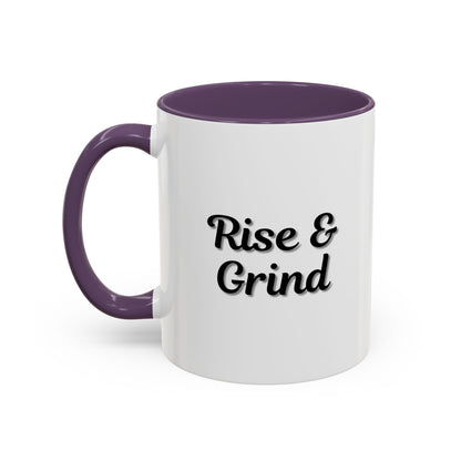 Motivational Rise & Grind Coffee Mug, Black Accent Mug, Daily Inspiration, Gift for Coffee Lovers, 11oz 15oz Ceramic Cup