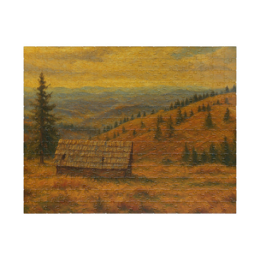 Autumn Mountain Cabin Puzzle 520-piece | Landscape Jigsaw - TRV