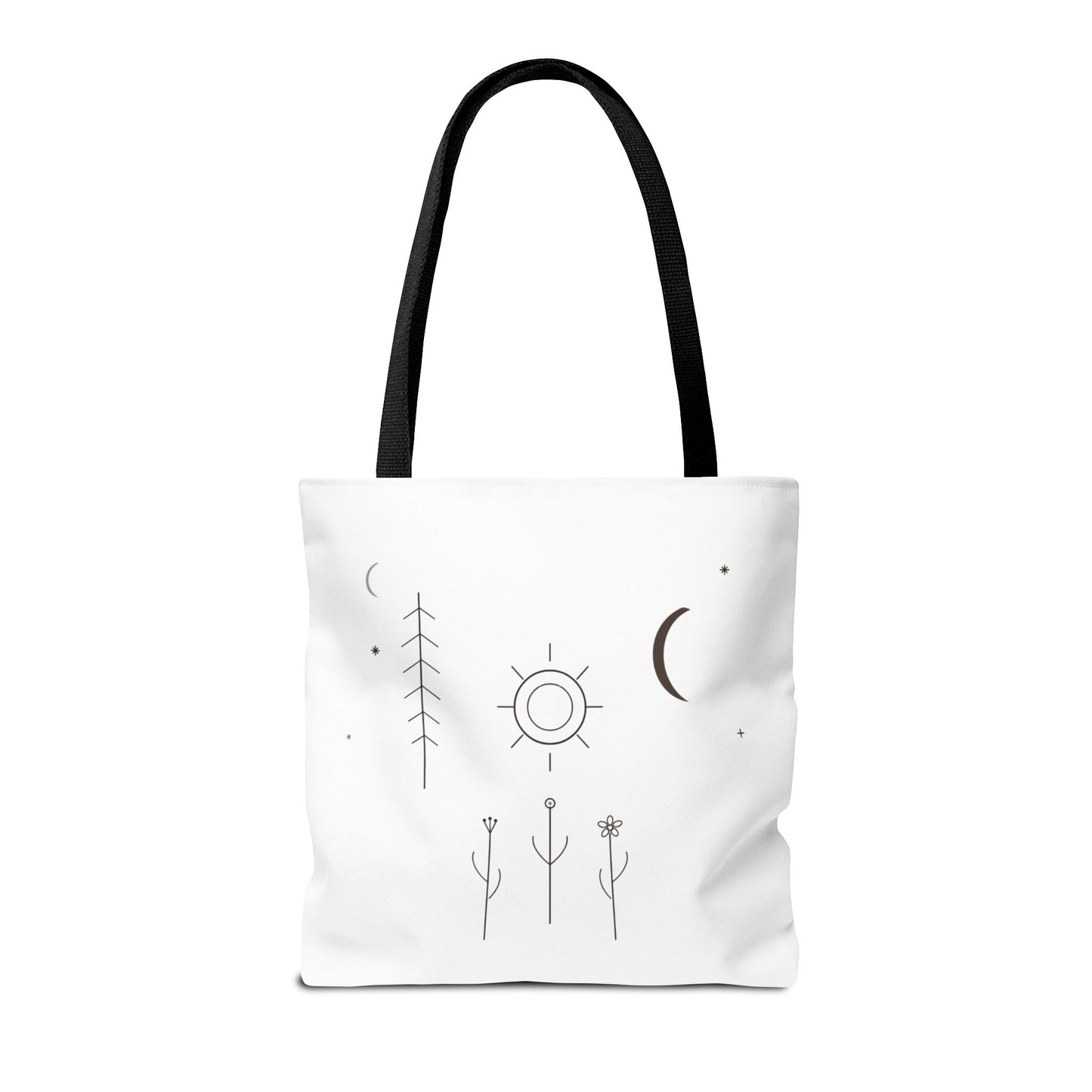 Minimal Moon and Sun Botanical Tote | Celestial Line Art Bag