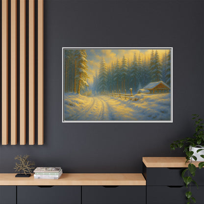 Wall Art Print, Winter Cabin Decor, Nature Scene, Holiday Gift, Cabin Vibes, Christmas Decoration, Matte Canvas, Framed - TRV