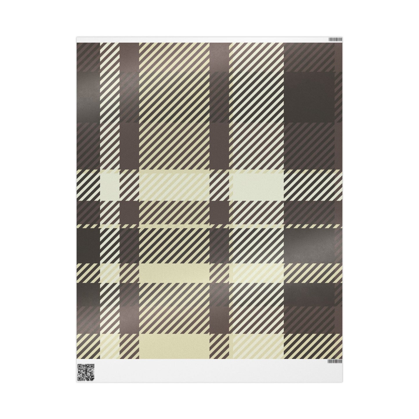 Plaid Stripe Wrapping Paper Roll — Neutral Black & Cream Gift Wrap