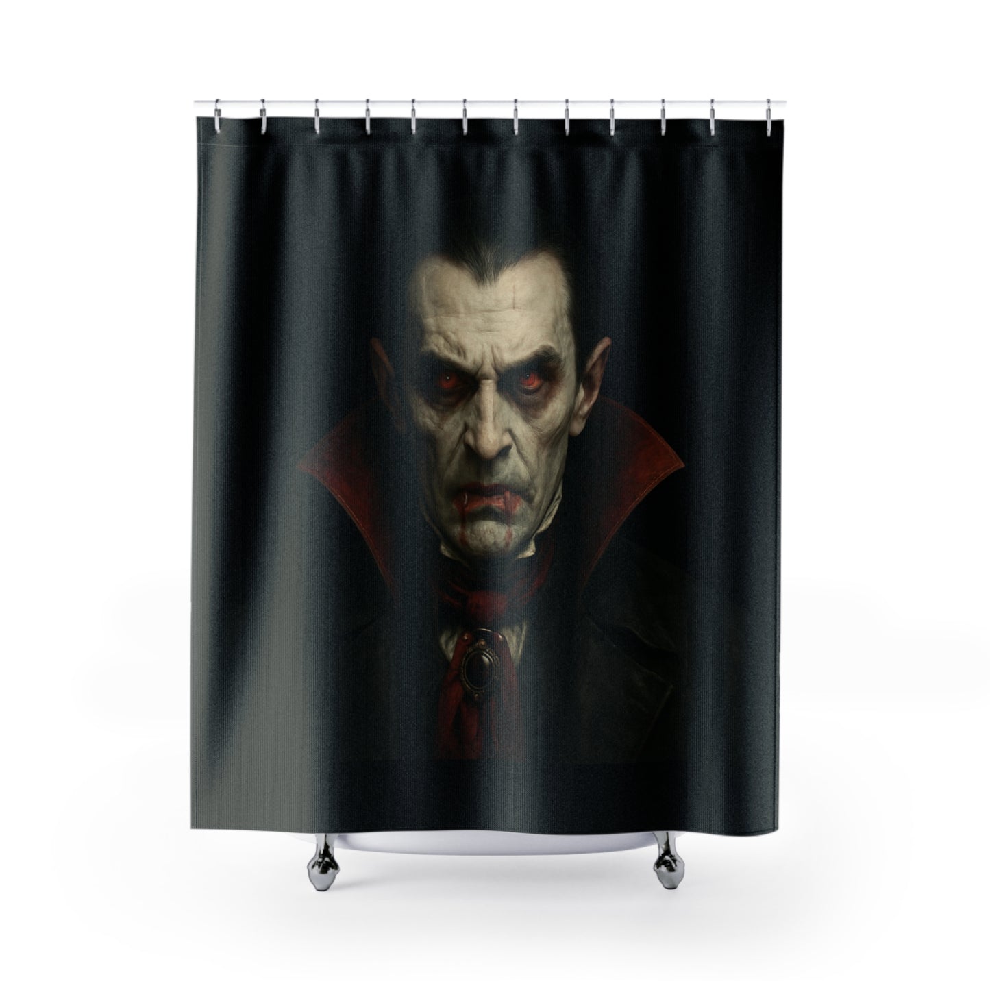 Vampire Portrait Shower Curtain — Gothic Horror Bathroom Decor
