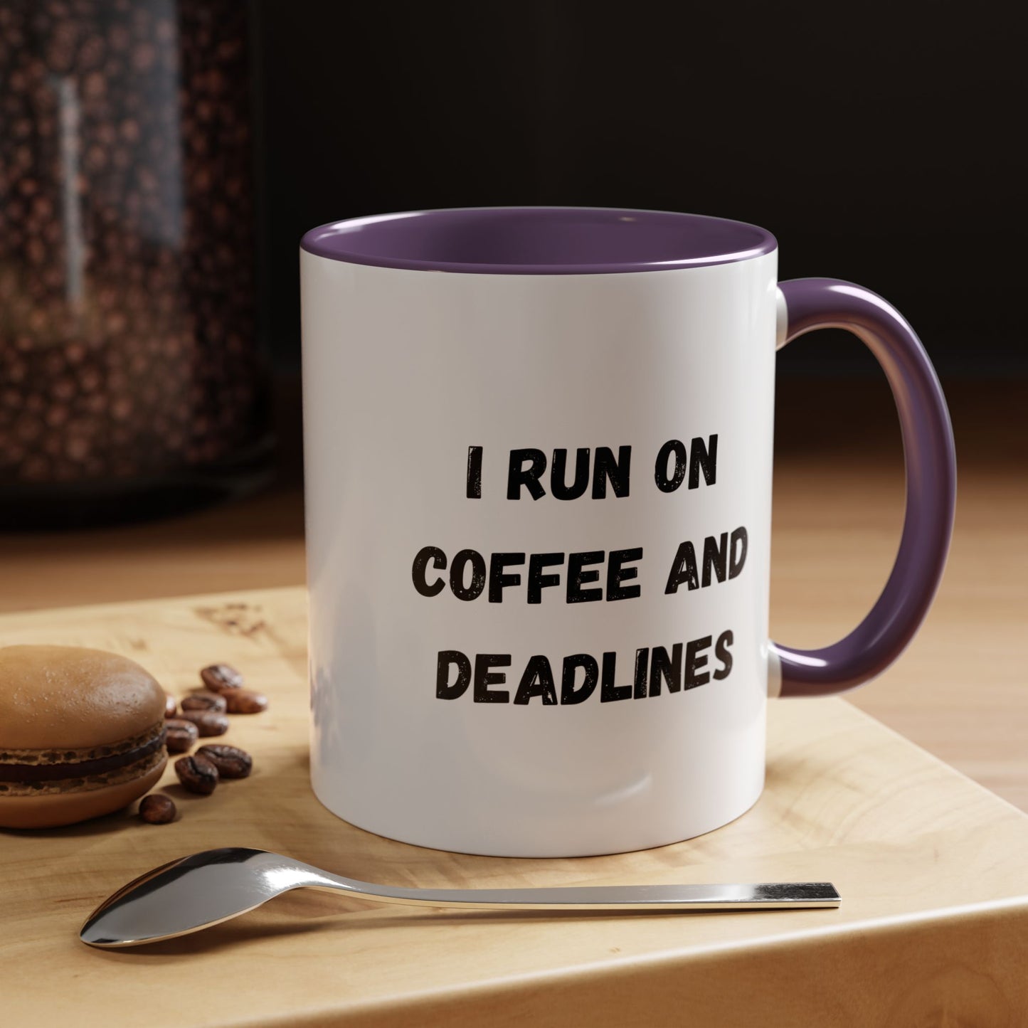 I Run on Coffee and Deadlines Mug, Motivational Coffee Cup, Office Mug, Gift for Writers, Caffeine Lover's Mug, Funny Coffee Cup