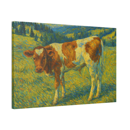 Cow Art Canvas Print, Rustic Farmhouse Decor, Animal Lover Gift, Country Wall Art, Thoughtful Homewarming - TRV