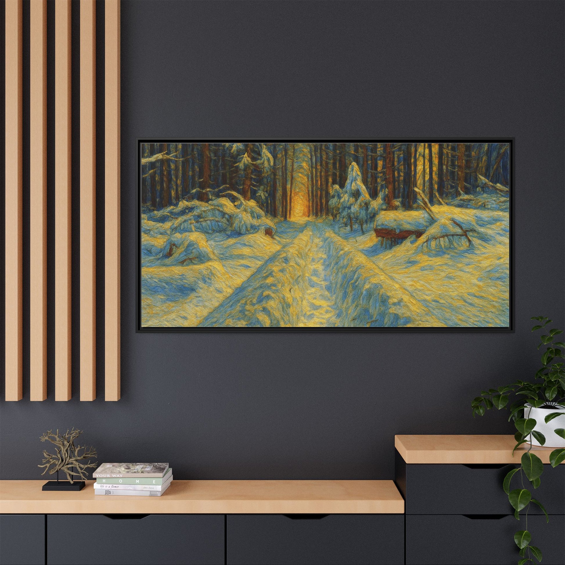 Canvas Art, Winter Landscape Wall Decor, Nature Lovers Gift, Seasonal Decor, Holiday Wall Art, Cozy Home Decoration, Framed Matte Canvas - TRV