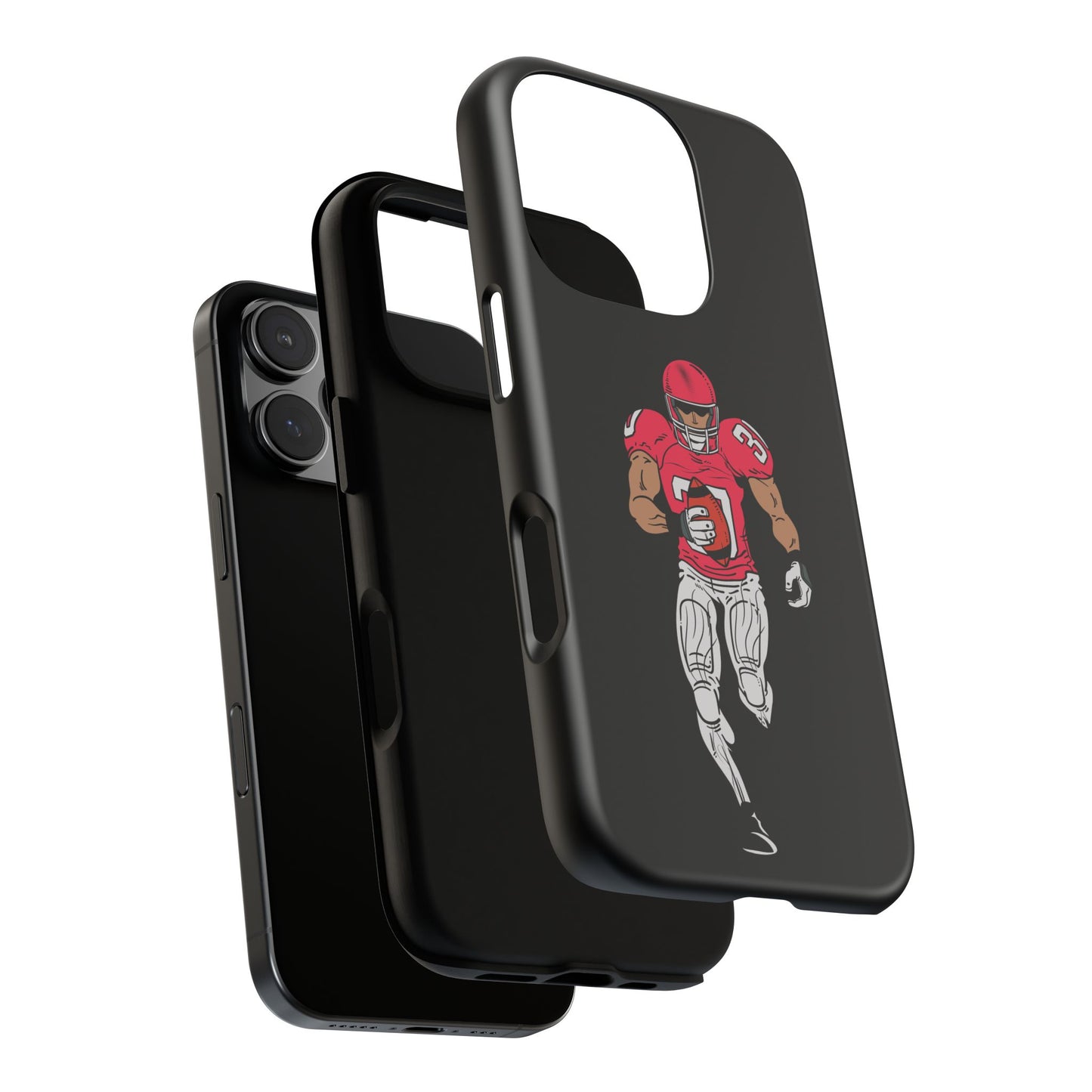 Football Player Tough Phone Case – Protective Black Sports iPhone Case
