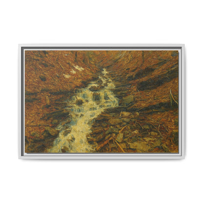 Serene Abstract Nature Canvas Art, Framed Wall Decor, Rustic Home Accent, Earthy Tone Artwork, Tranquil River Scene - TRV