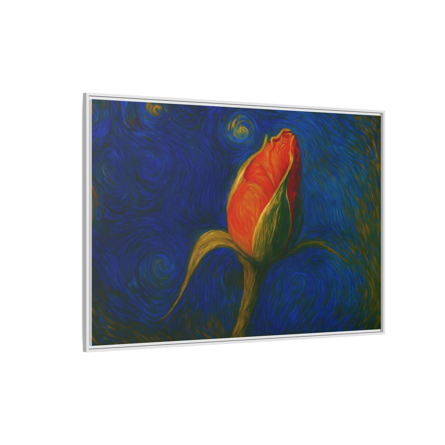 Red Rose Bud Painting Canvas Framed | Matte Wall Art - TRV
