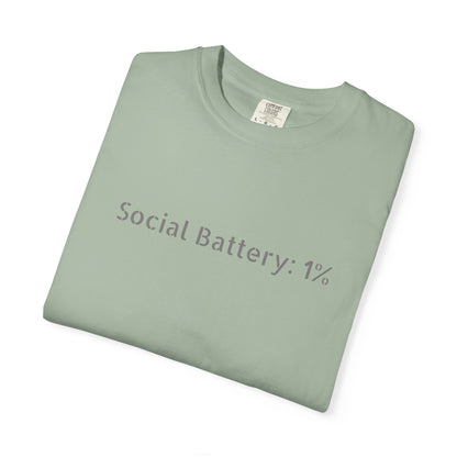 Social Battery 1% T-shirt | Introvert Funny Text Tee