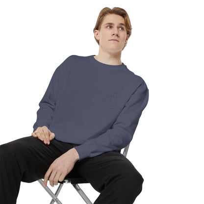 Minimalist Peace Hand Sweatshirt — Small Chest Line Art Crewneck