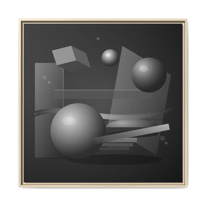 Monochrome Geometric Spheres Canvas Framed Wall Art | Matte Print