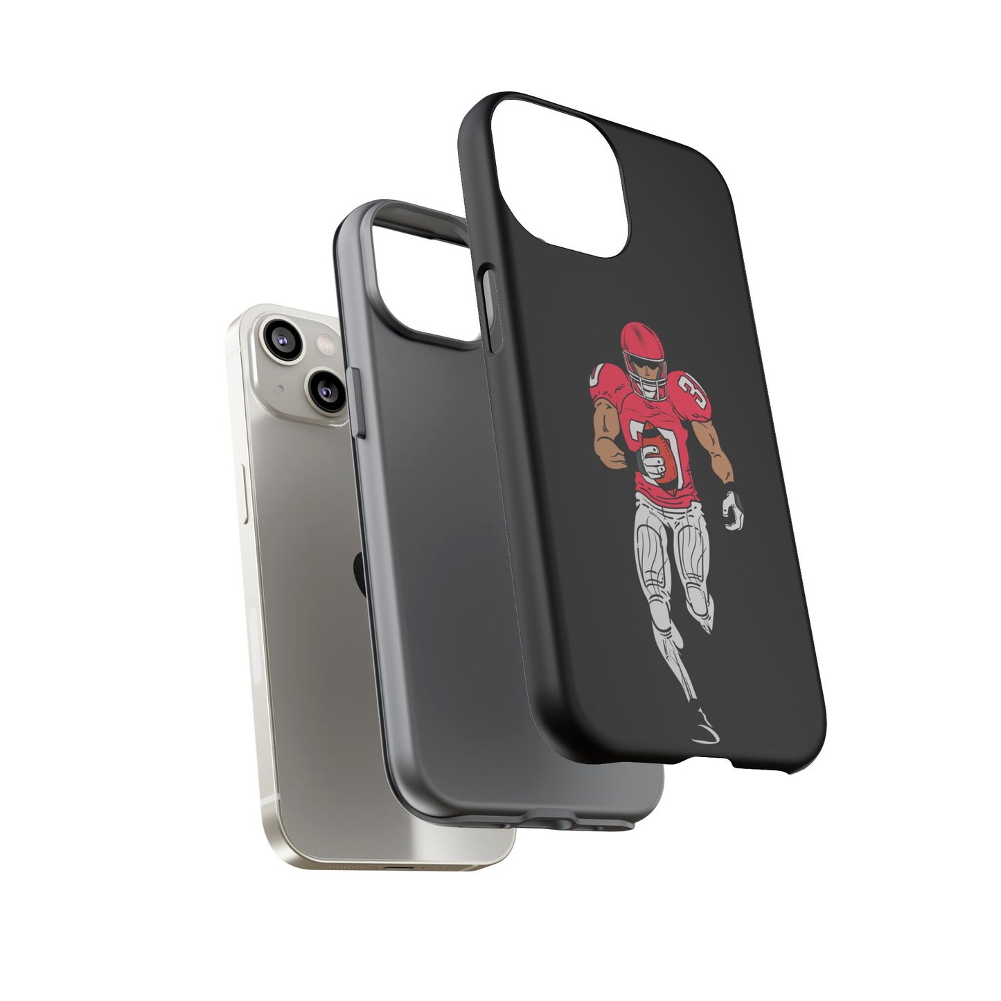 Football Player Tough Phone Case – Protective Black Sports iPhone Case
