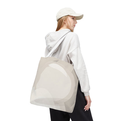 Neutral Abstract Circle Pattern Tote Bag | Minimal Beige AOP Canvas