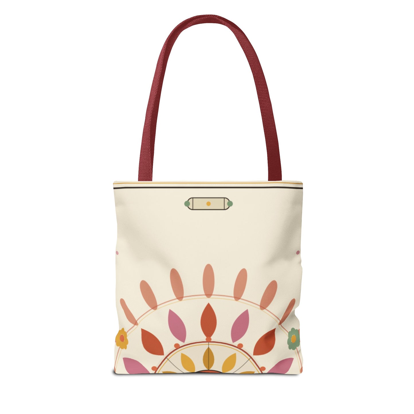 Boho Floral Mandala Tote Bag | Pastel Sunburst Pattern