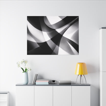 Abstract Black and White Swirl Matte Canvas