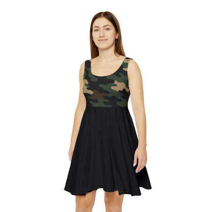 Camo Print Women's Skater Dress, Trendy Summer Dress, Casual Day Out, Spring Fashion, Perfect for Parties, Outdoor Events, Weekend Wear - TRV