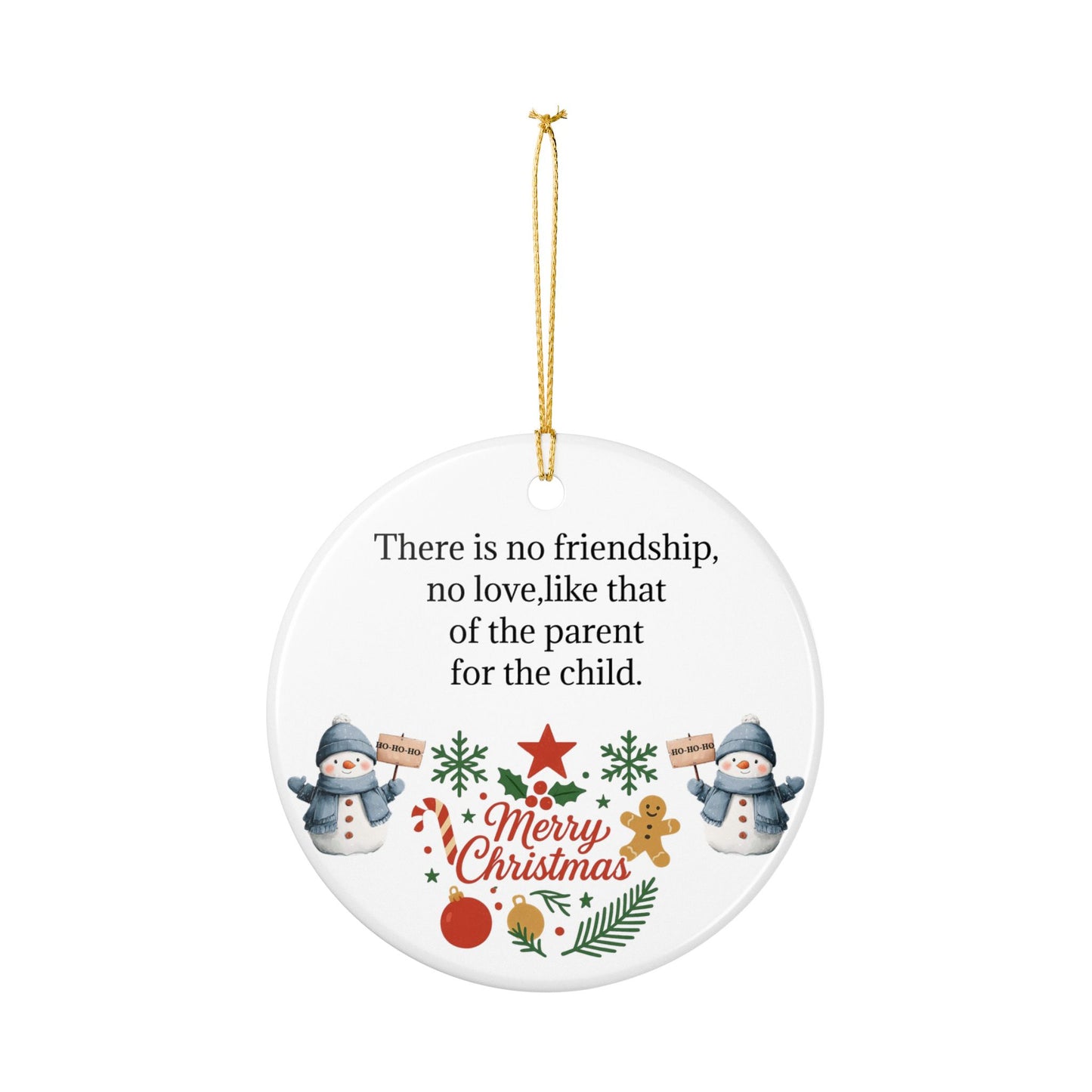 Parent Child Quote Merry Christmas Ornament | Ceramic Holiday Ornament - TRV