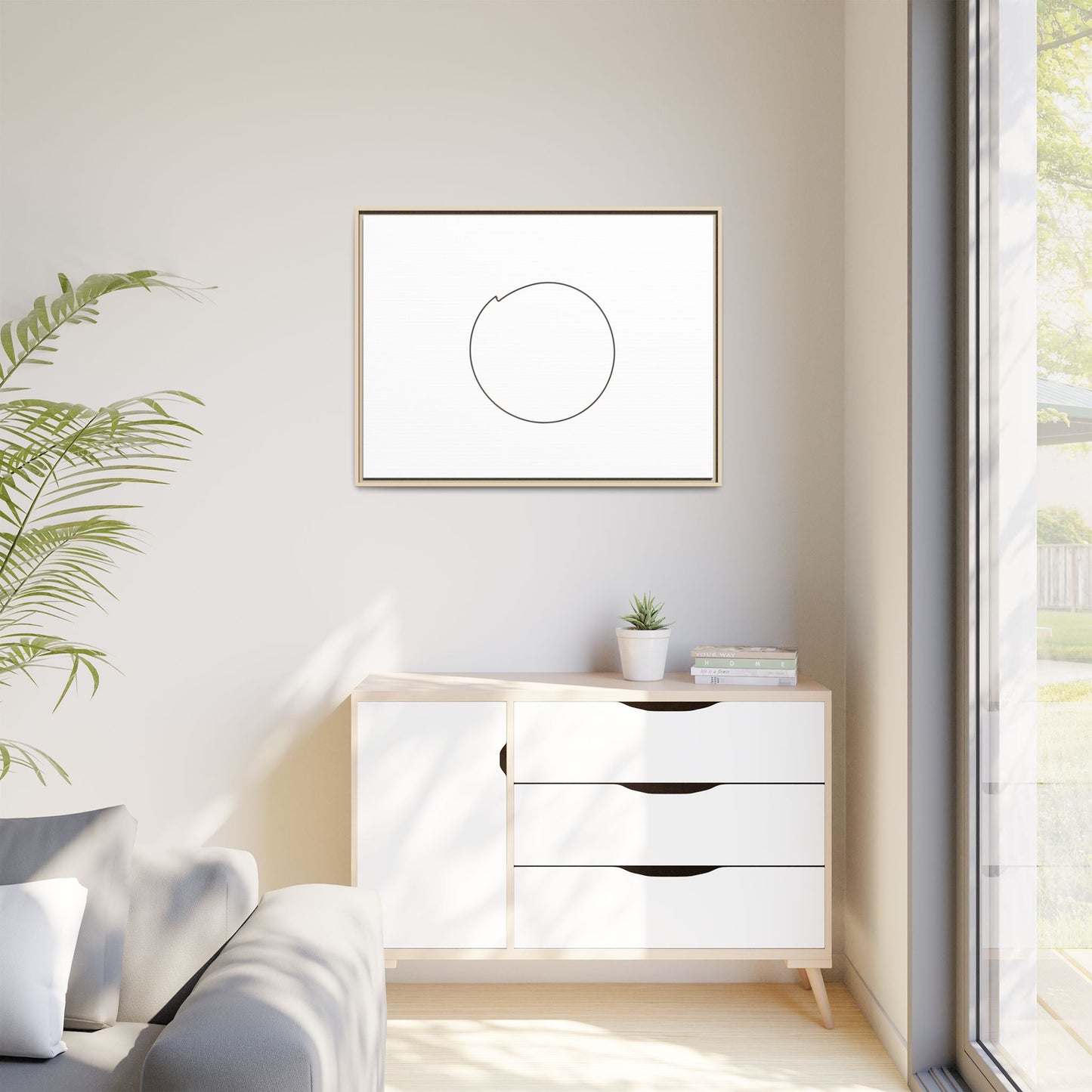 Minimal Circle Line Matte Canvas Framed | Modern Abstract Wall Art