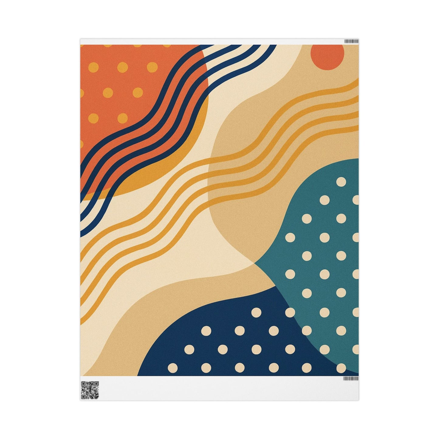Abstract Retro Wave Wrapping Paper Roll — Mid-Century Geometric Gift Wrap