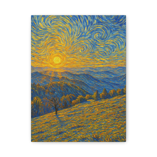 Stretched Canvas Art Print, Vibrant Wall Decor, Home Office Artwork, Nature Landscape, Gift for Art Lovers, Colorful Van Gogh Style Wall Art - TRV