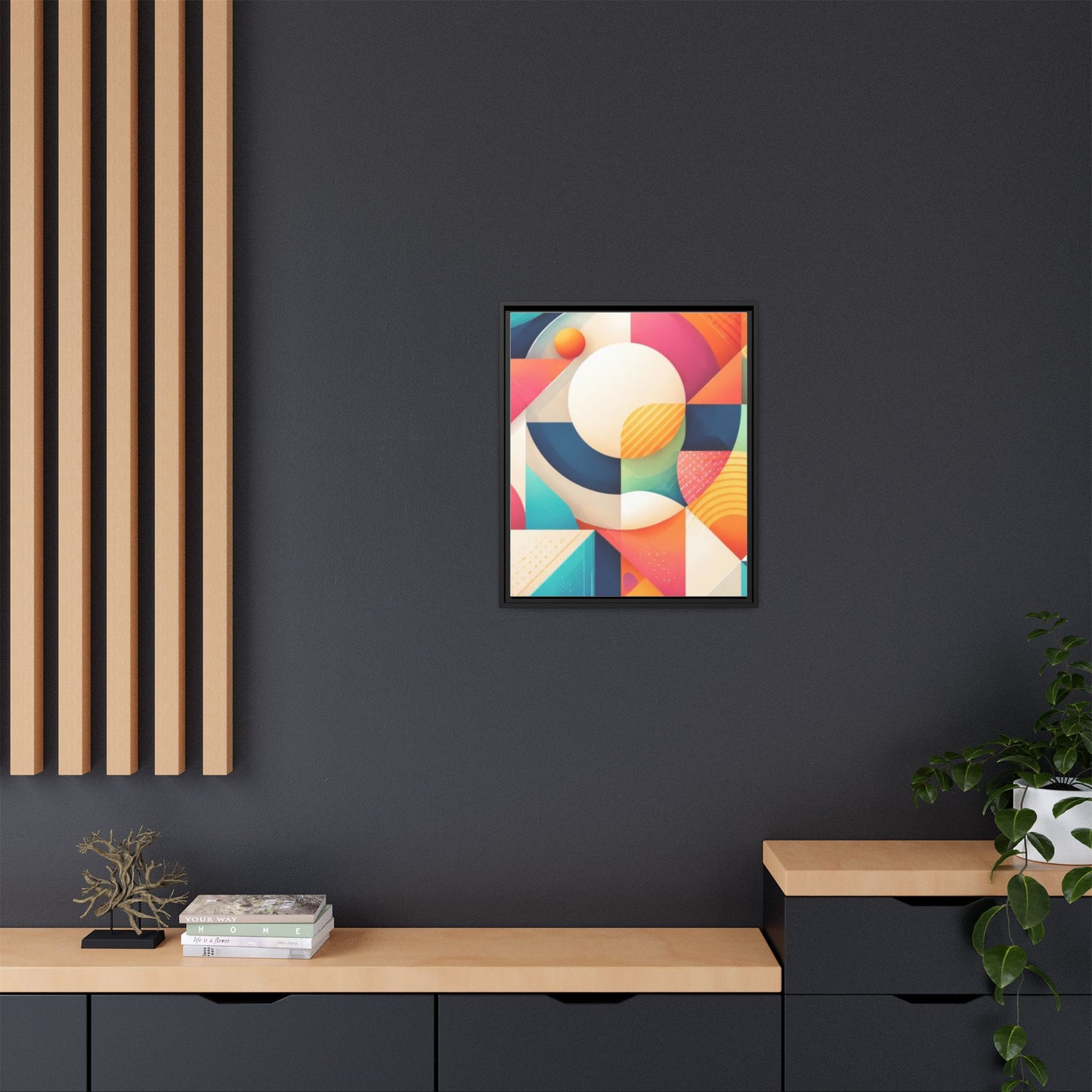Colorful Geometric Abstract Art Matte Canvas Framed