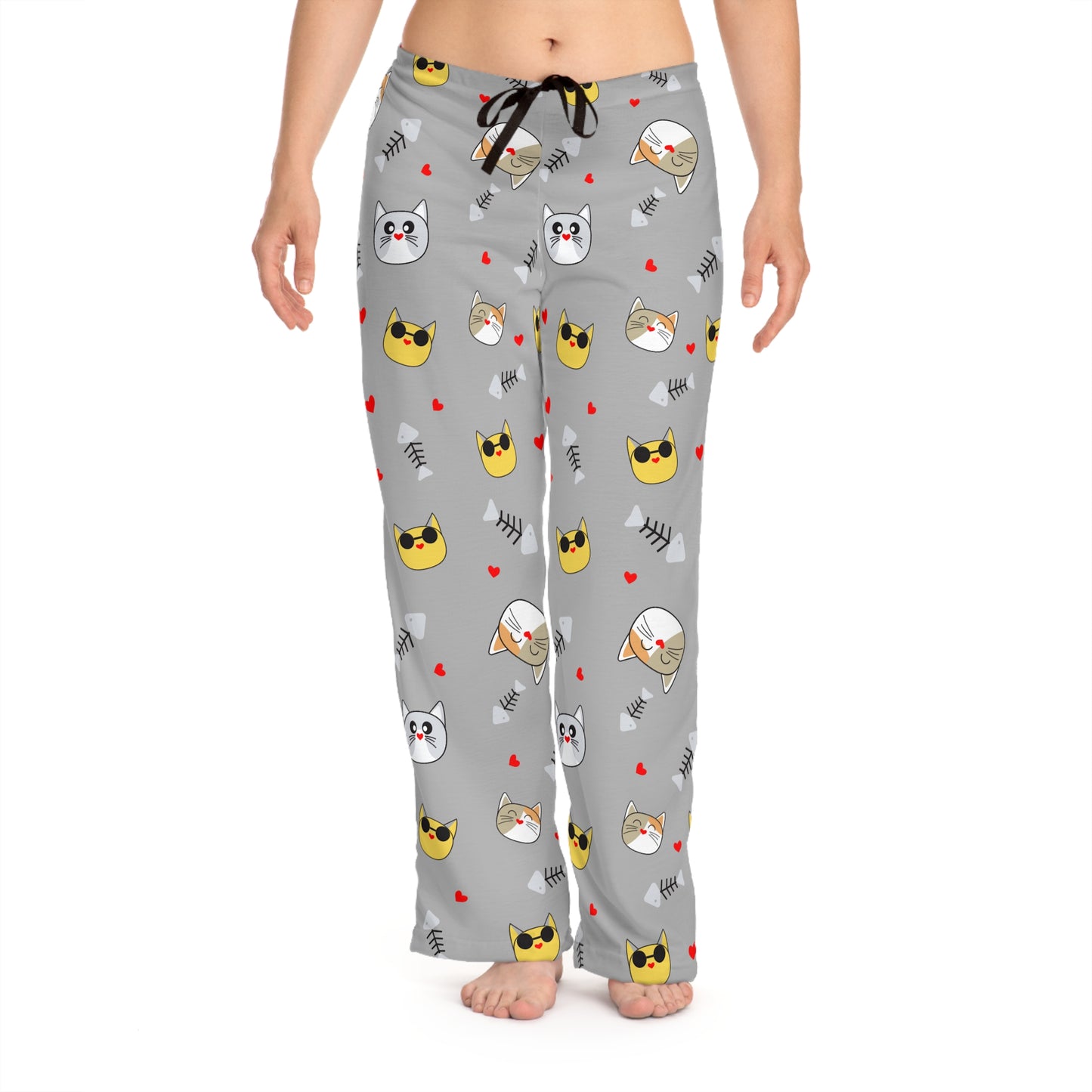 Cozy Cat-Themed Women's Pajama Pants | Cute Sleepwear, Relaxation, Gifts for Cat Lovers, Pajama Party, Lounge Wear - TRV