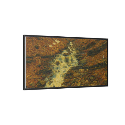 Serene Abstract Nature Canvas Art, Framed Wall Decor, Rustic Home Accent, Earthy Tone Artwork, Tranquil River Scene - TRV