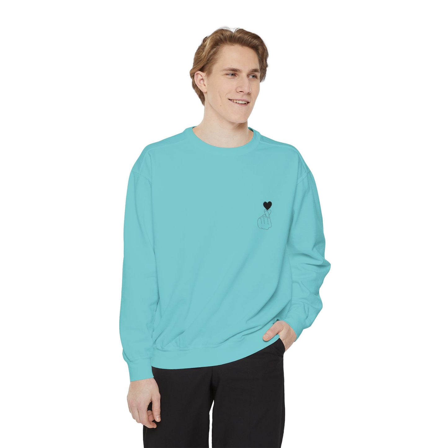 Unisex Garment-Dyed Sweatshirt with Heart Design - Cozy & Stylish