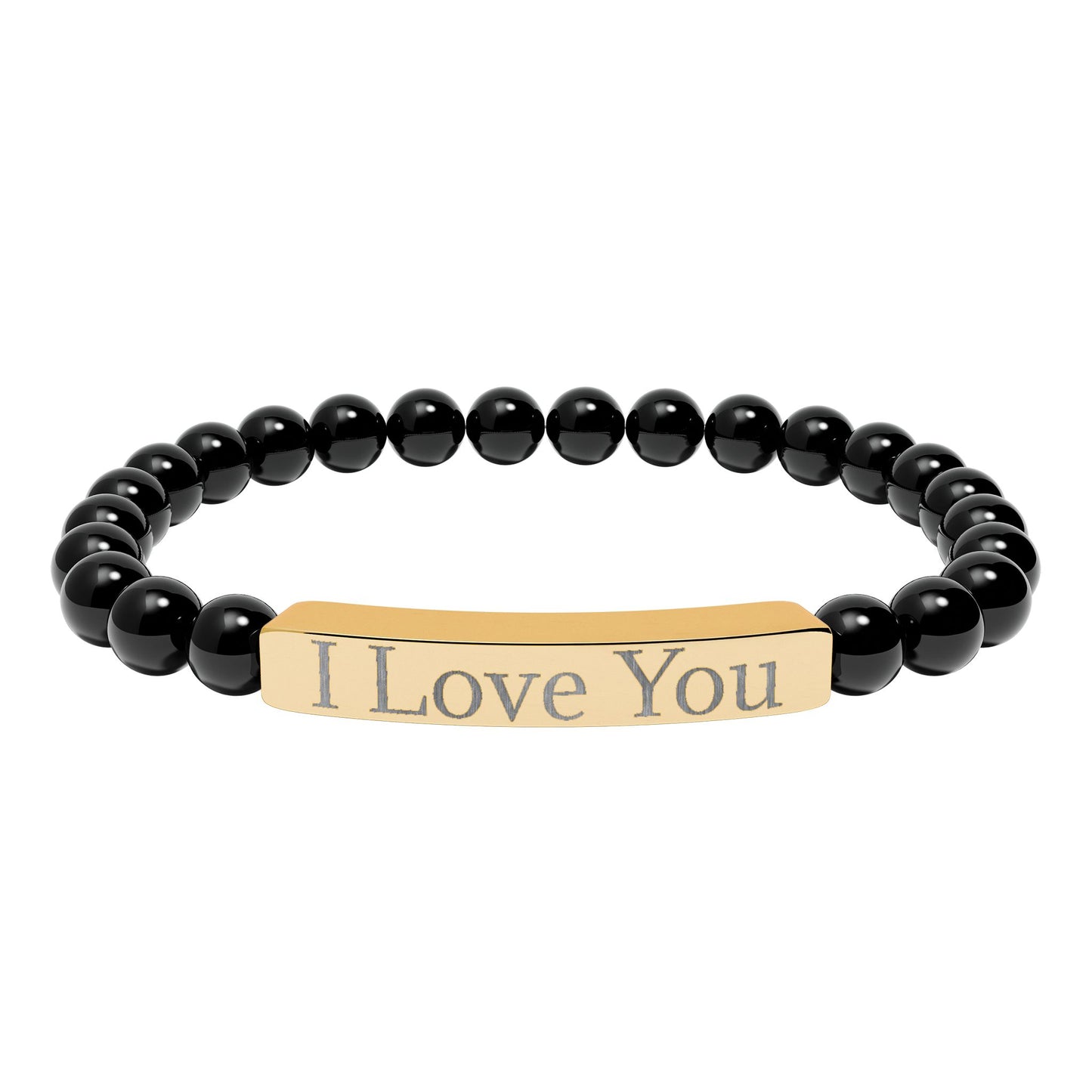 I Love You engraved stone stretch bracelet | Natural stone beaded bracelet - TRV