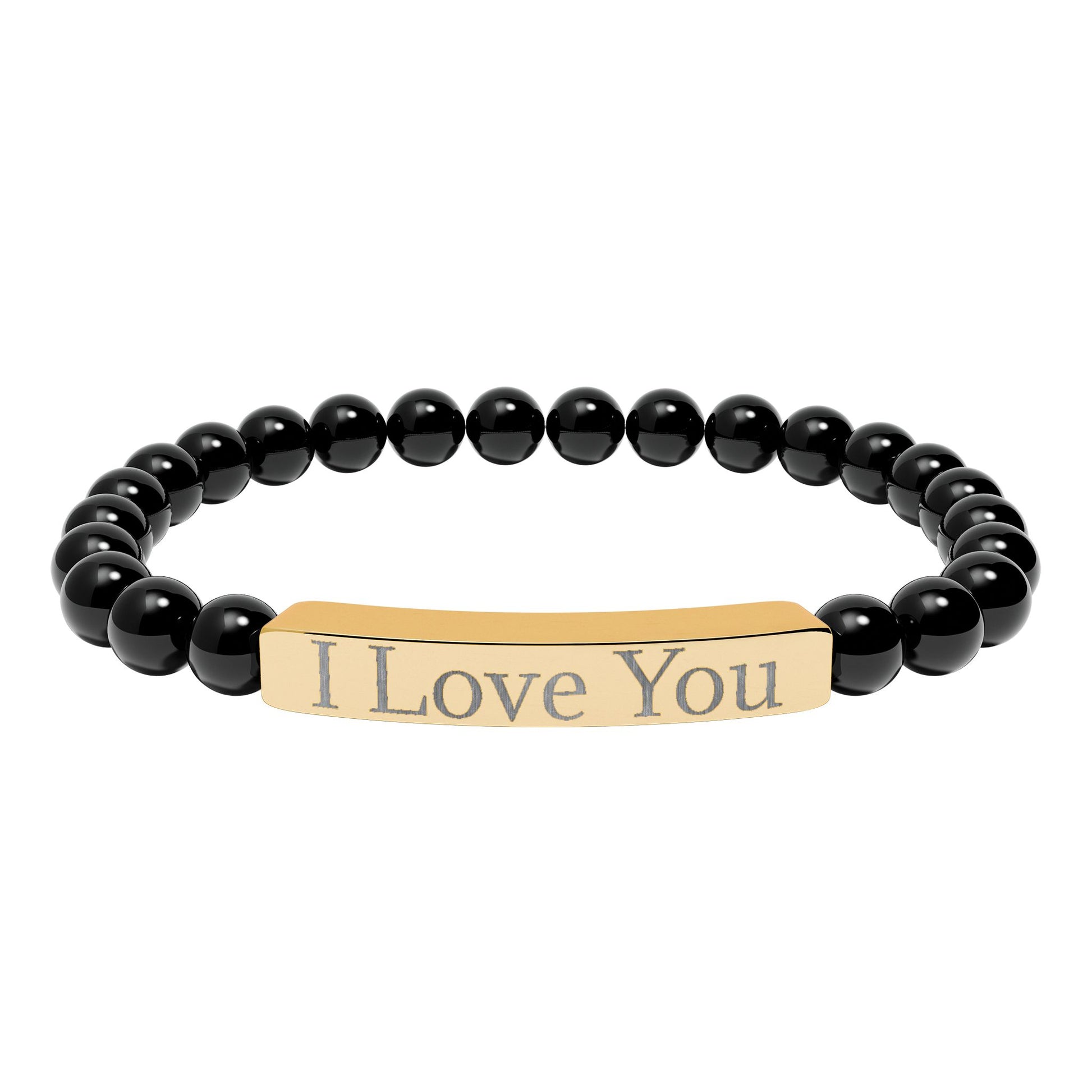 I Love You engraved stone stretch bracelet | Natural stone beaded bracelet - TRV