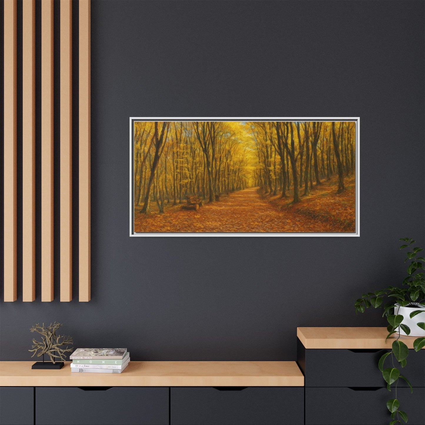 Autumn Forest Framed Canvas Art, Cozy Wall Decor, Nature Inspired Gift, Fall Home Accent, Perfect for Thanksgiving - TRV
