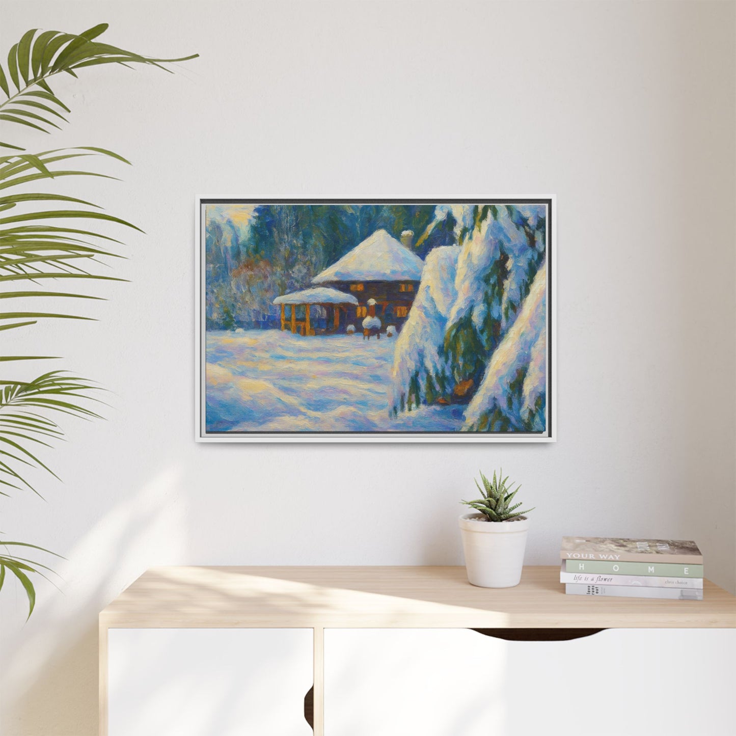 Canvas Art, Winter Scene Home Decor, Seasonal Gift for Art Lovers, Holidays Wall Art, Framed Painting, Matte Print - TRV