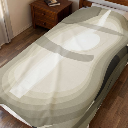 Abstract Neutral Shapes Velveteen Plush Blanket | Modern Minimalist Art