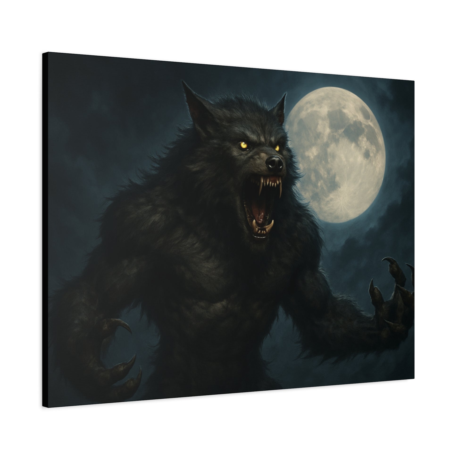 Werewolf Moon Canvas Art | Dark Fantasy Decor for Halloween, Gothic Home, Werewolf Lover Gift, Unique Wall Art, Spooky Decor - TRV