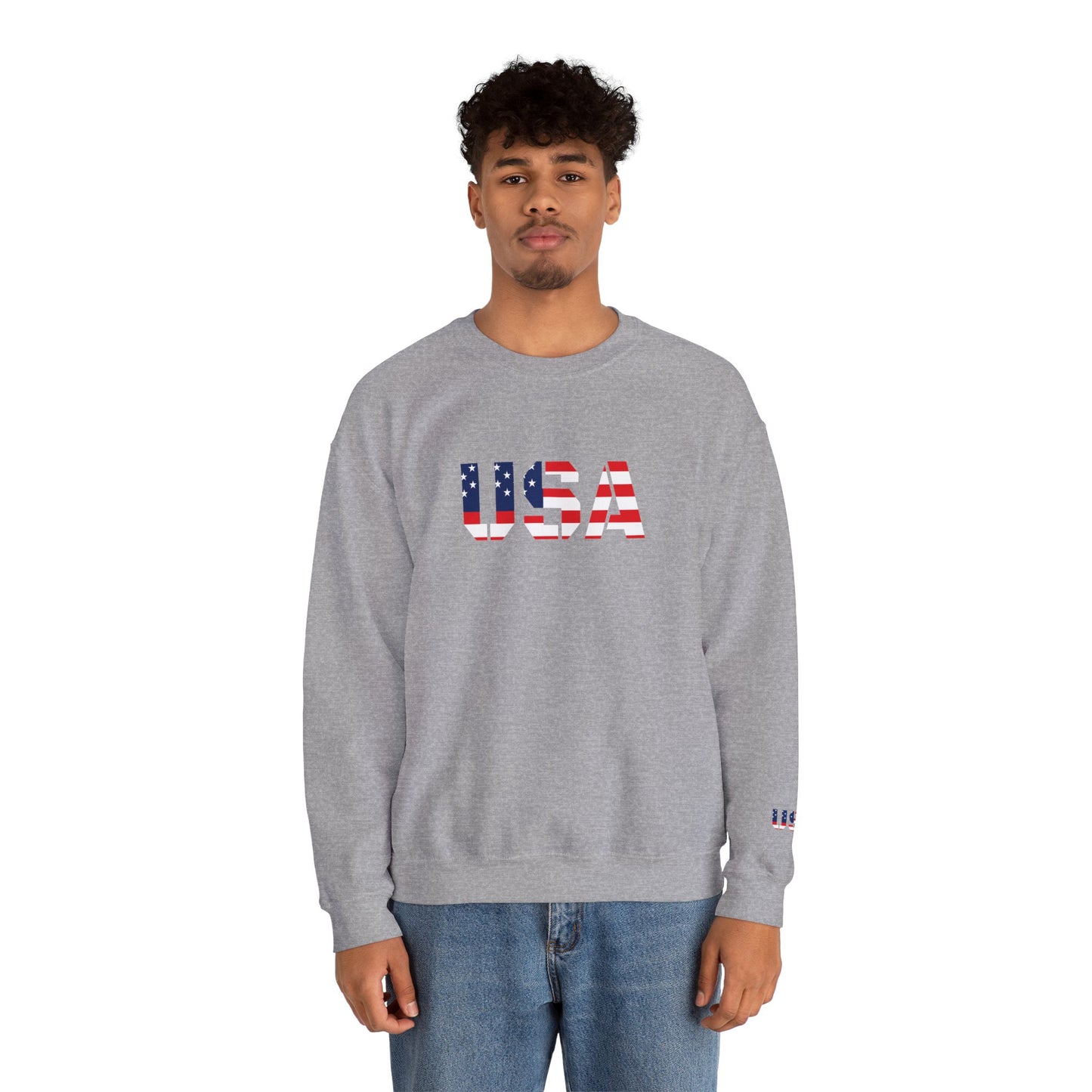 USA Flag Unisex Crewneck Sweatshirt, Cozy Apparel, Casual Wear, Independence Day Gift, Americana Style