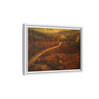 Autumn Landscape Framed Canvas Art, Cozy Home Decor, Warm Fall Vibes, Gift for Nature Lovers, Perfect for Thanksgiving - TRV