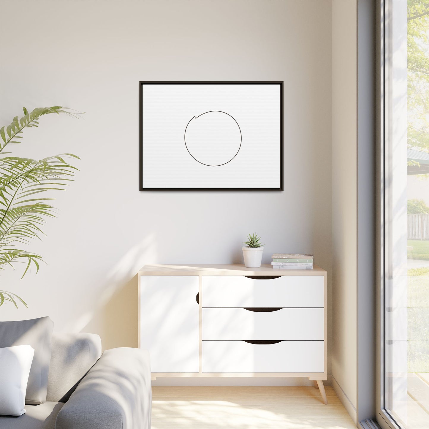 Minimal Circle Line Matte Canvas Framed | Modern Abstract Wall Art