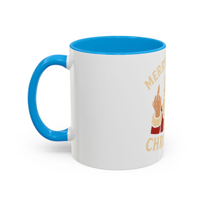 Irreverent Merry Christmas Mug — Funny Santa Middle Finger Coffee Cup (11oz & 15oz)