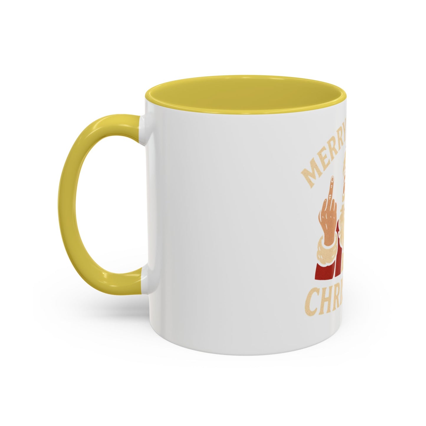 Irreverent Merry Christmas Mug — Funny Santa Middle Finger Coffee Cup (11oz & 15oz)
